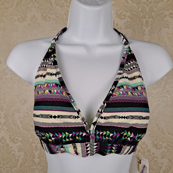 Jessica Simpson Size Large Geometric Print Racerback Bikini Top No Padding NWT - Picture 1 of 9
